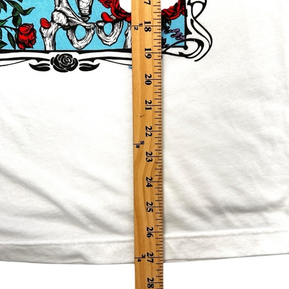 Grateful Dead Bertha Wheel & Roses White Athletic T-Shirt 2 Sided Size Small - Picture 5 of 11